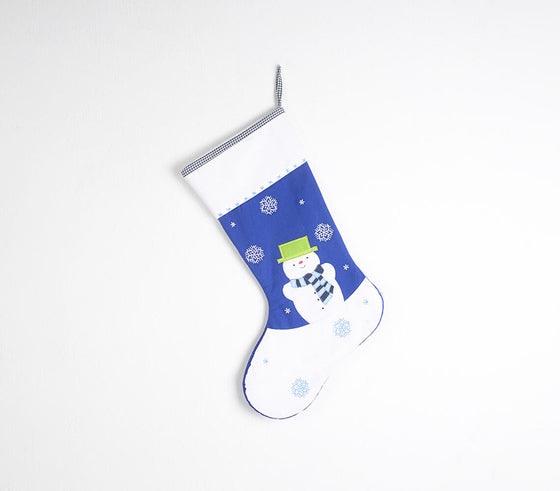 Snowman Embroidered & Patchwork Stocking