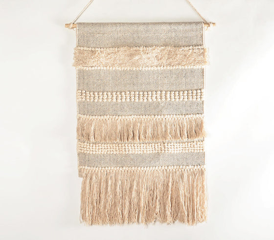 Handwoven Cotton Neutral Bayadere Wall Hanging
