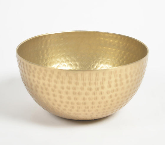 Hand Beaten Gold-toned Aluminium Nut Bowls (set of 2)