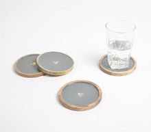  Enameled Grey Regal Motif Wooden Coasters (set of 4)