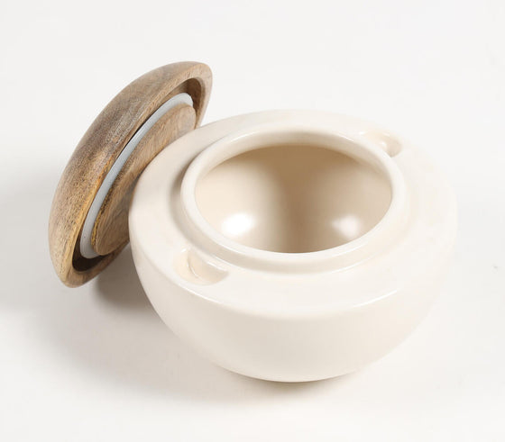 Classic Ceramic Jar with Wooden Lid (Small)