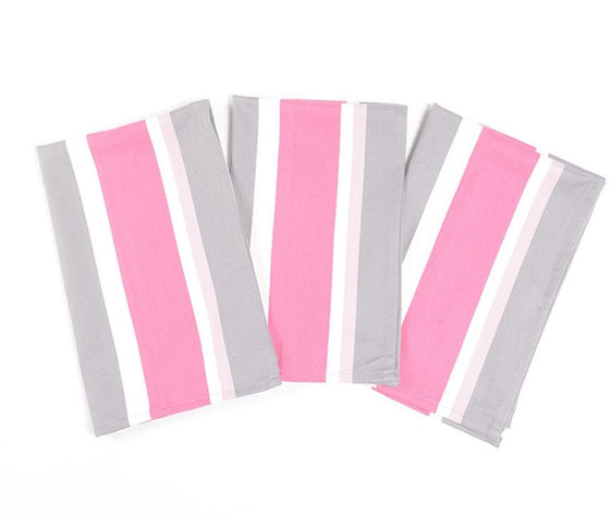 Hot Pink Striped Kitchen Towels (set of 3)