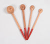 Hand Carved Neem Wood Red Measuring Spoons (set of 4)