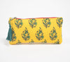 Quilted & Printed Yellow Tree Tasseled Travel Pouch