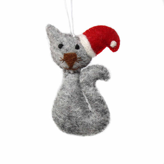 Hand Felted Christmas Ornament: Cat - Global Groove (H) - World Community Exchange