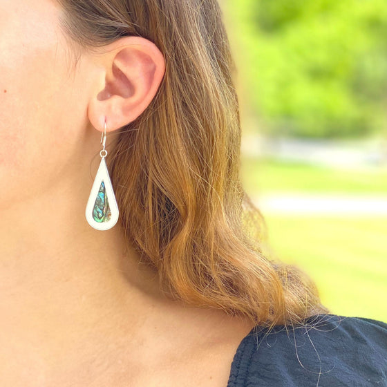 Teardrop Abalone and Mother of Pearl Drop Earrings - World Community Exchange