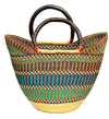 Bolga Tote, Mixed Colors with Leather Handle - 18-inch - World Community Exchange