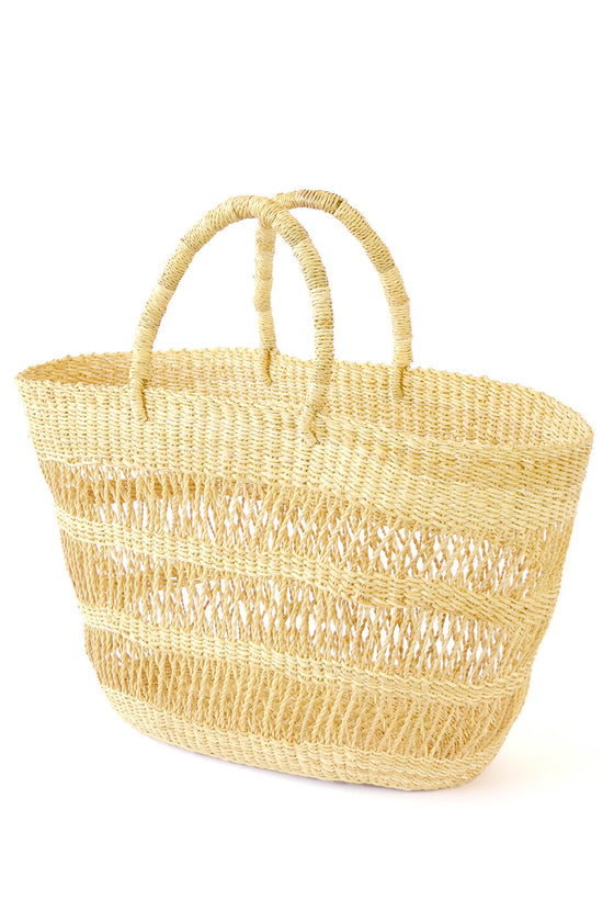 Lace Weave Short Shopper with Natural Handles